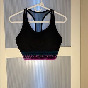 Nike Black Sports Bra with Pink and Blue Bands